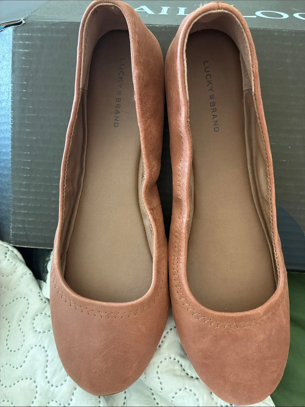 Lucky Brand Women's Cognac Suede Ballet Flats